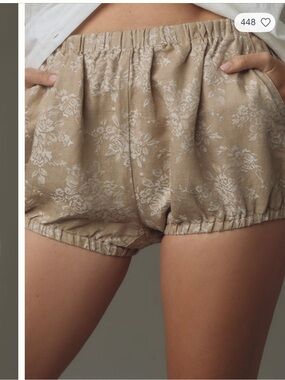 Anthropologie Taupe Linen Bloomer  Shorts